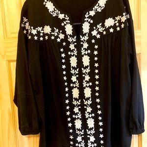 Embroidered Blouson Top